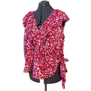 Sofia Floral Ruffle Wrap Top Size 4X